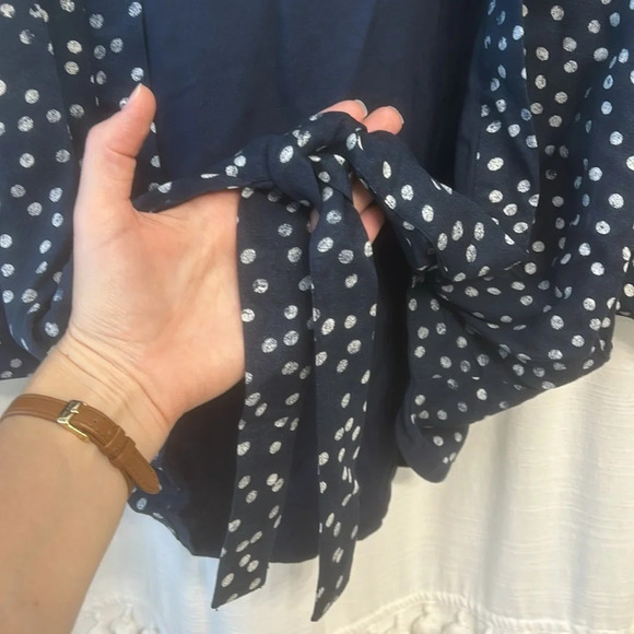 Roxy Vacation Vibe Kimono/Cover Up navy blue white polka dot size M - Picture 6 of 8